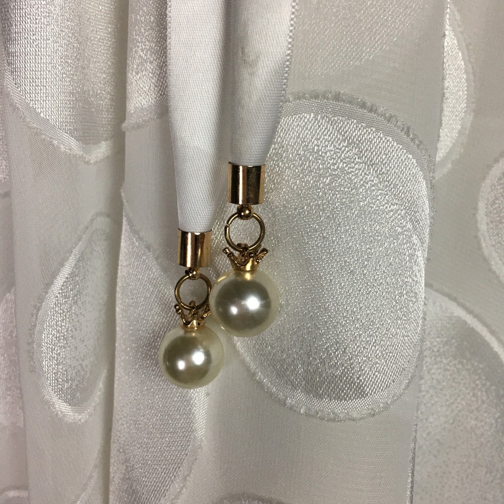 NWD DKNY White Polka Dot Sleeveless Midi Faux Pearl Tie Wrap Dress Size 10 - Picture 5 of 16